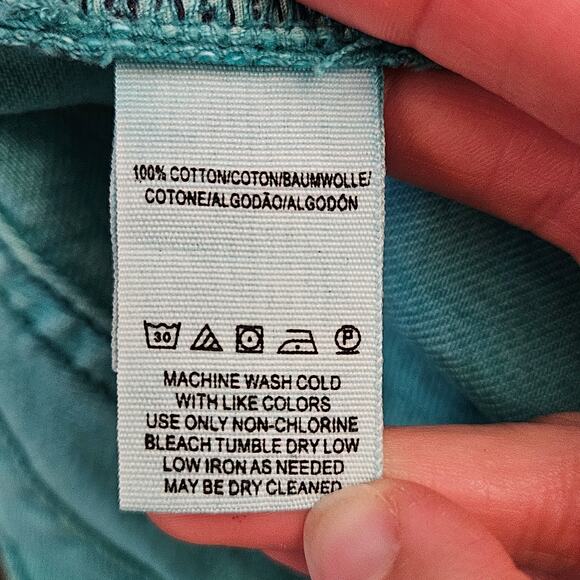 We The Free Shorts Womens 30 Teal Denim Cut Off Raw Hem Mini Shortie Festival - Picture 8 of 9